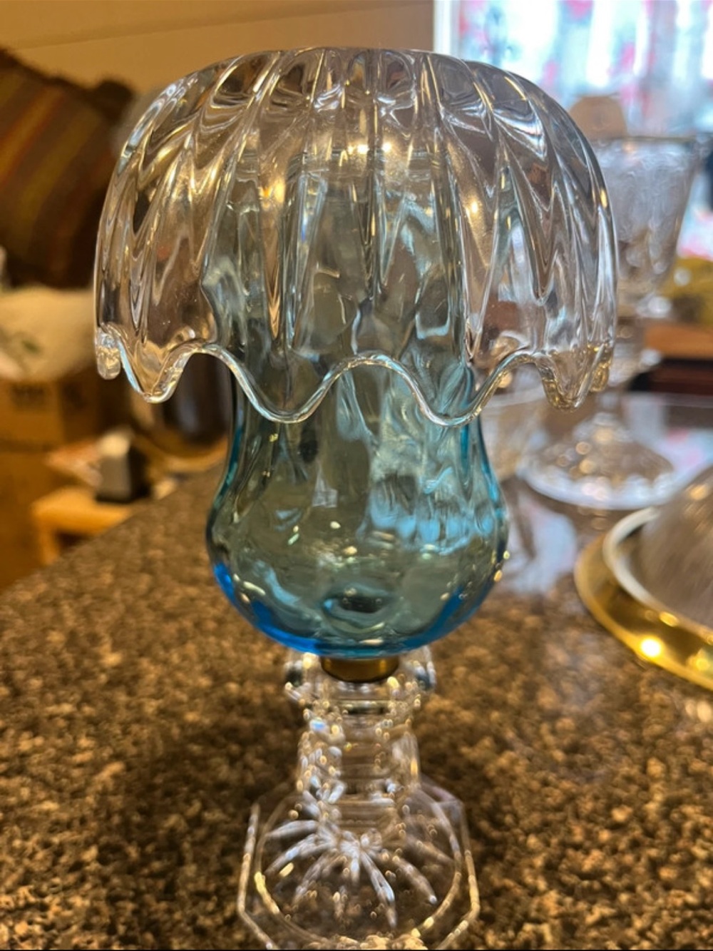 Faux Blue Glass Decorative fairy Lamp - Clear Accent